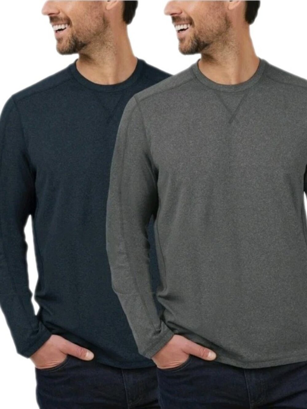 Rugged Elements Men's M Sueded Long Sleeve Crew Tee 2-pack Grey & Dark Blue Sz L